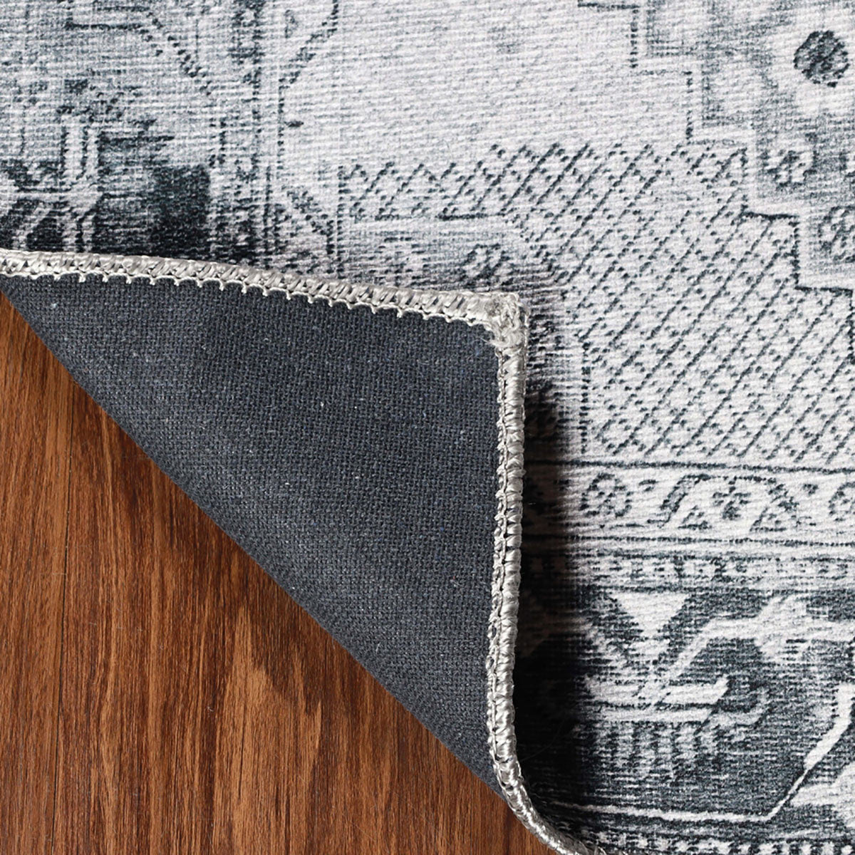 8' X 10' Light Gray Geometric Power Loom Distressed Stain Resistant Non Skid Area Rug