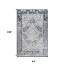 8' X 10' Light Gray Geometric Power Loom Distressed Stain Resistant Non Skid Area Rug