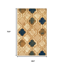 4' X 6' Cream Quatrefoil Power Loom Distressed Stain Resistant Area Rug
