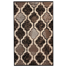 6' X 9' Chocolate Quatrefoil Power Loom Distressed Stain Resistant Area Rug