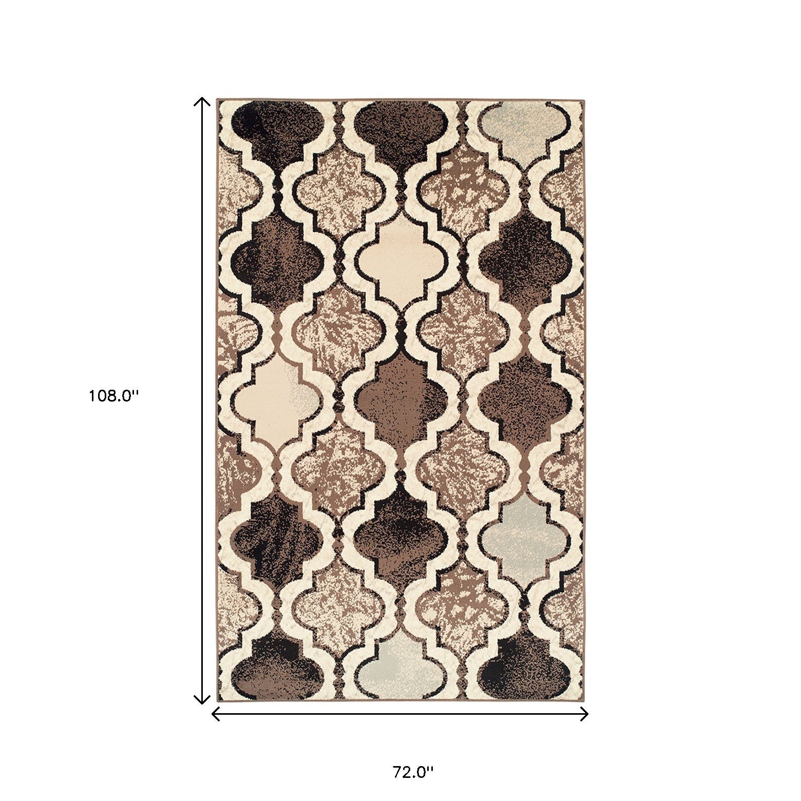 6' X 9' Ivory Quatrefoil Power Loom Distressed Stain Resistant Area Rug