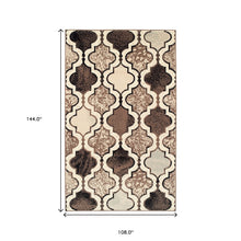 9' X 12' Ivory Quatrefoil Power Loom Distressed Stain Resistant Area Rug