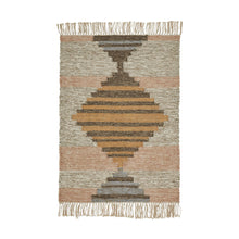 2' X 3' Vanilla Cream Geometric Flatweave Handmade Stain Resistant Area Rug With Fringe