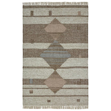 5' X 8' Grey Geometric Flatweave Handmade Stain Resistant Area Rug With Fringe