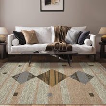 5' X 8' Vanilla Cream Geometric Flatweave Handmade Stain Resistant Area Rug With Fringe