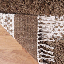 4' X 6' Olive And Ivory Wool Striped Flatweave Handmade Stain Resistant Area Rug With Fringe