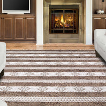 4' X 6' Olive And Ivory Wool Striped Flatweave Handmade Stain Resistant Area Rug With Fringe