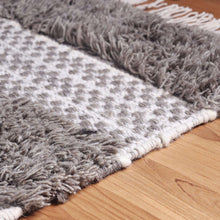 8' X 10' Grey And Silver Wool Striped Flatweave Handmade Stain Resistant Area Rug With Fringe