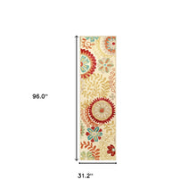 8' Cream Wool Medallion Tufted Handmade Stain Resistant Runner Rug