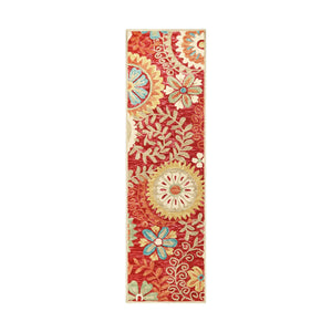 8' Rust Wool Medallion Tufted Handmade Stain Resistant Runner Rug