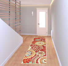 8' Rust Wool Medallion Tufted Handmade Stain Resistant Runner Rug