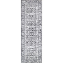 8' Charcoal Oriental Power Loom Stain Resistant Runner Rug