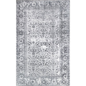 6' X 9' Charcoal Oriental Power Loom Stain Resistant Area Rug