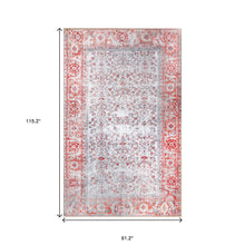 8' X 10' Berry Red Oriental Power Loom Stain Resistant Area Rug