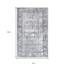 8' X 10' Charcoal Oriental Power Loom Stain Resistant Area Rug