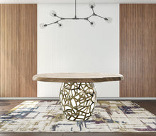 Acacia Live Edge Rounded Solid Wood And Brass Dining Table 47