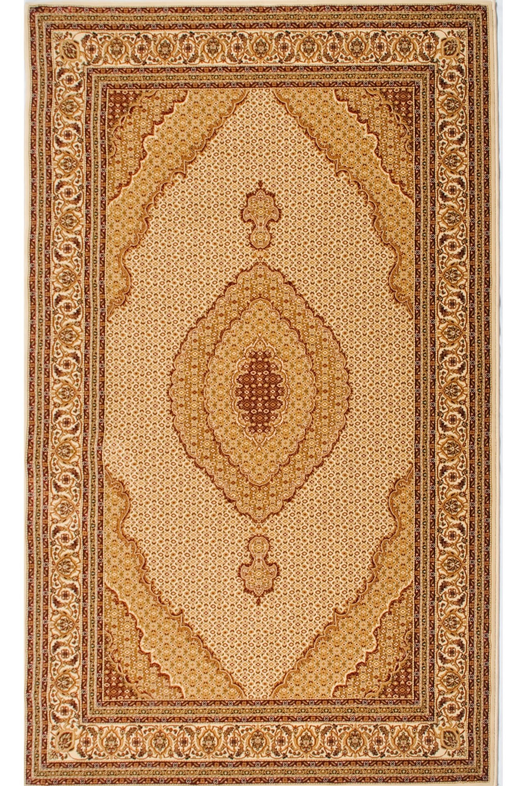 2' X 8' Cream Oriental Power Loom Stain Resistant Area Rug