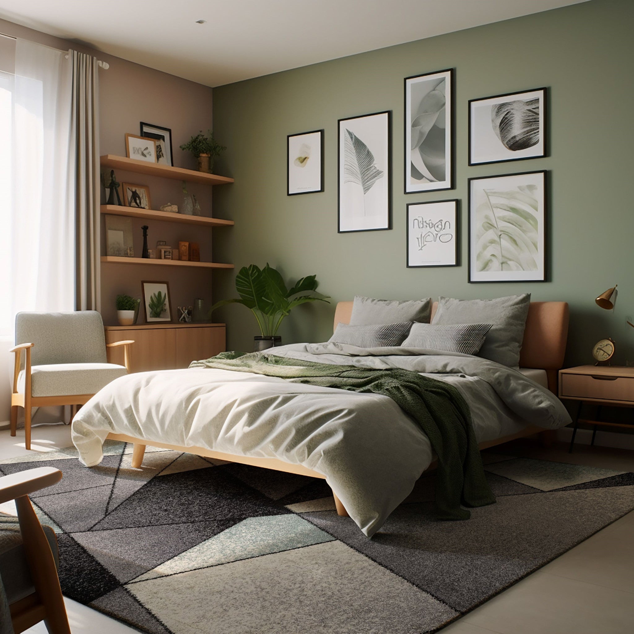 2' X 13' Grey And Blue Geometric Power Loom Stain Resistant Area Rug