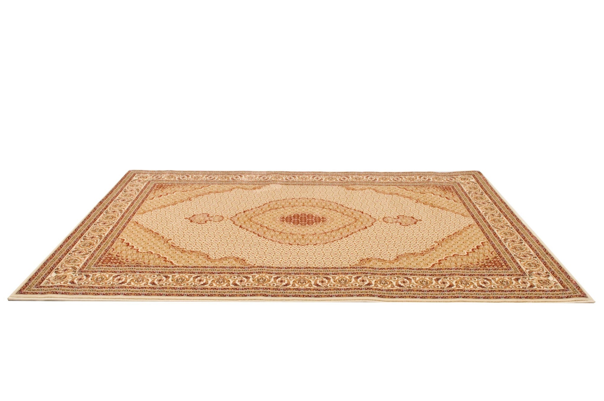 2' X 10' Cream Oriental Power Loom Stain Resistant Area Rug