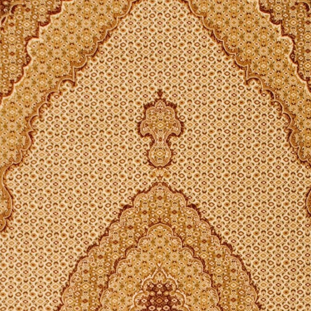 2' X 10' Cream Oriental Power Loom Stain Resistant Area Rug