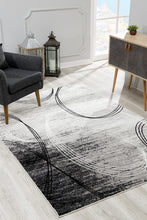 3' X 8' Grey Abstract Power Loom Stain Resistant Area Rug