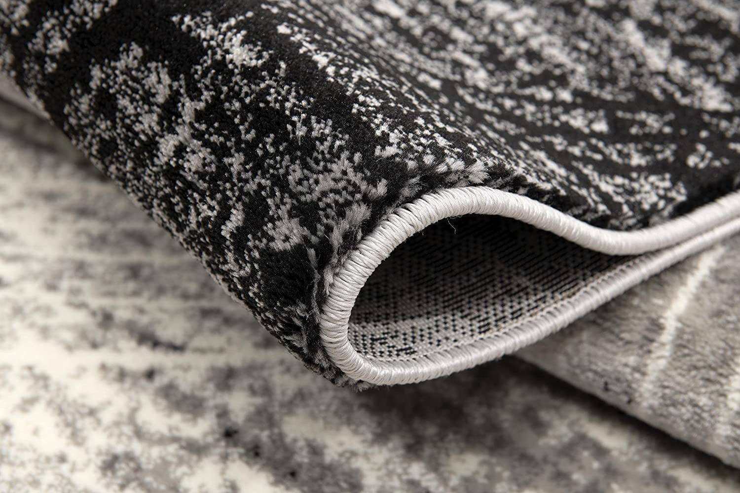 3' X 8' Grey Abstract Power Loom Stain Resistant Area Rug