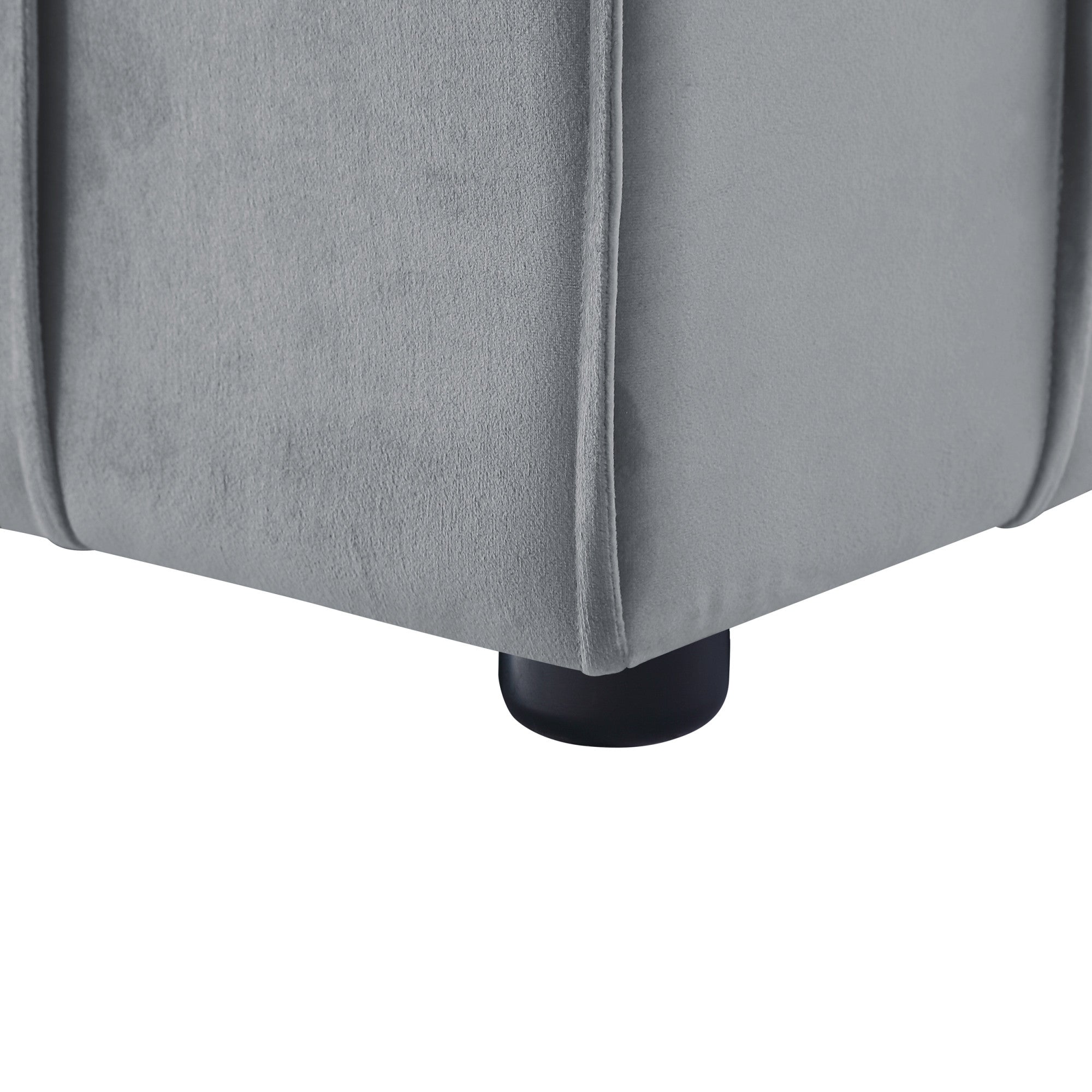 22" Light Grey Velvet And Black Cube Ottoman