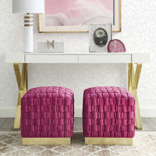 Fuchsia Woven Velvet And Gold Ottoman 17