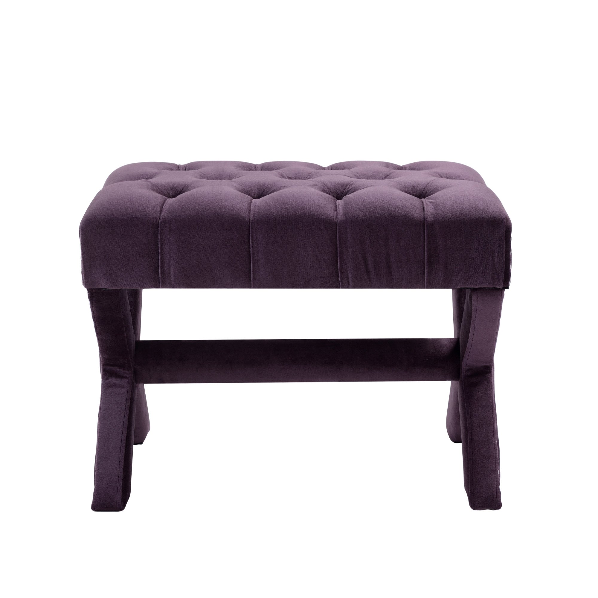 20" Plum Velvet Tufted Ottoman