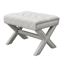 Cream White 100% Linen Tufted Ottoman 20