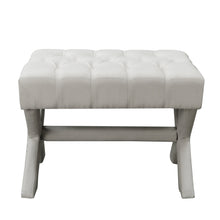 Cream White 100% Linen Tufted Ottoman 20