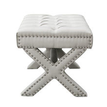 Cream White 100% Linen Tufted Ottoman 20