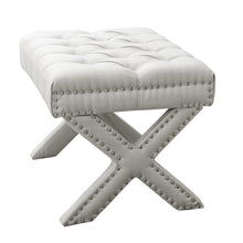Cream White 100% Linen Tufted Ottoman 20