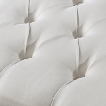 Cream White 100% Linen Tufted Ottoman 20
