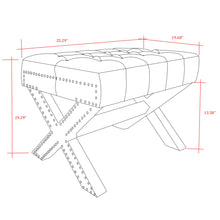 Cream White 100% Linen Tufted Ottoman 20