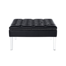 Black Faux Leather And Clear Cocktail Ottoman 35