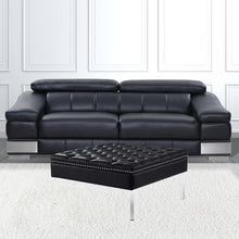 Black Faux Leather And Clear Cocktail Ottoman 35