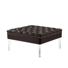Espresso Faux Leather and Acrylic Cocktail Ottoman 35