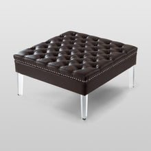 Espresso Faux Leather and Acrylic Cocktail Ottoman 35