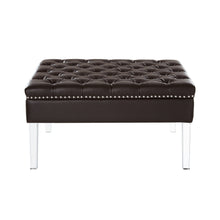 Espresso Faux Leather and Acrylic Cocktail Ottoman 35