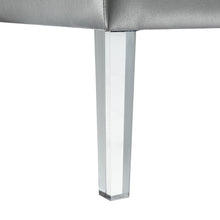 Silver Faux Leather And White And Clear Tufted Cocktail Ottoman 35