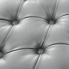 Silver Faux Leather And White And Clear Tufted Cocktail Ottoman 35