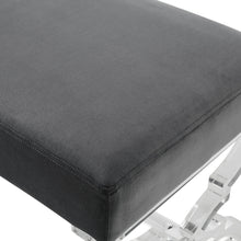 Grey Velvet And Clear Ottoman 18