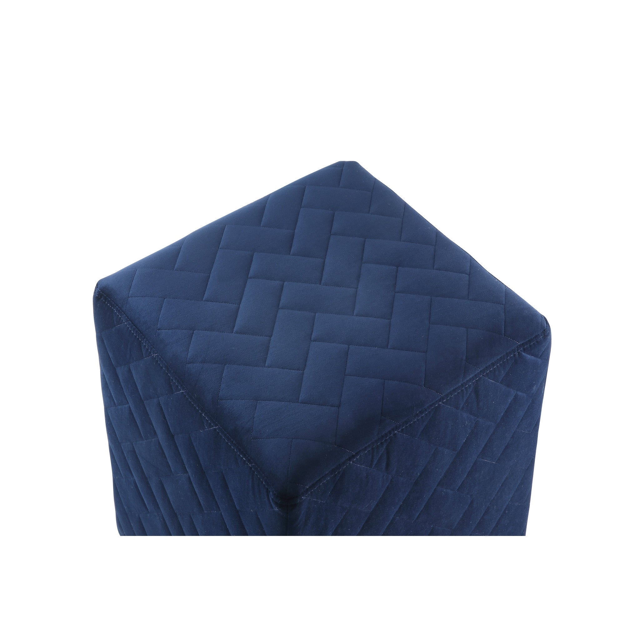17" Navy Velvet Quilted Cube Ottoman