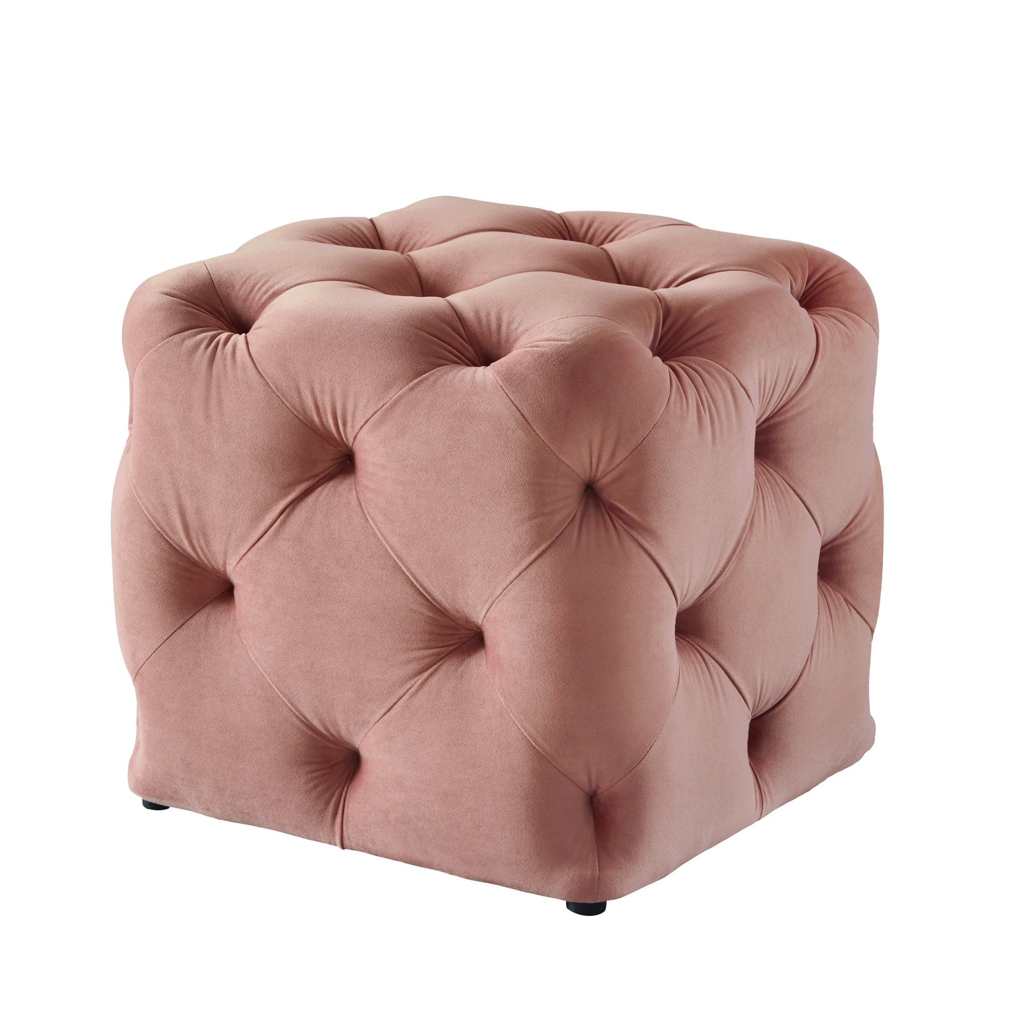 20" Blush Velvet Cube Ottoman