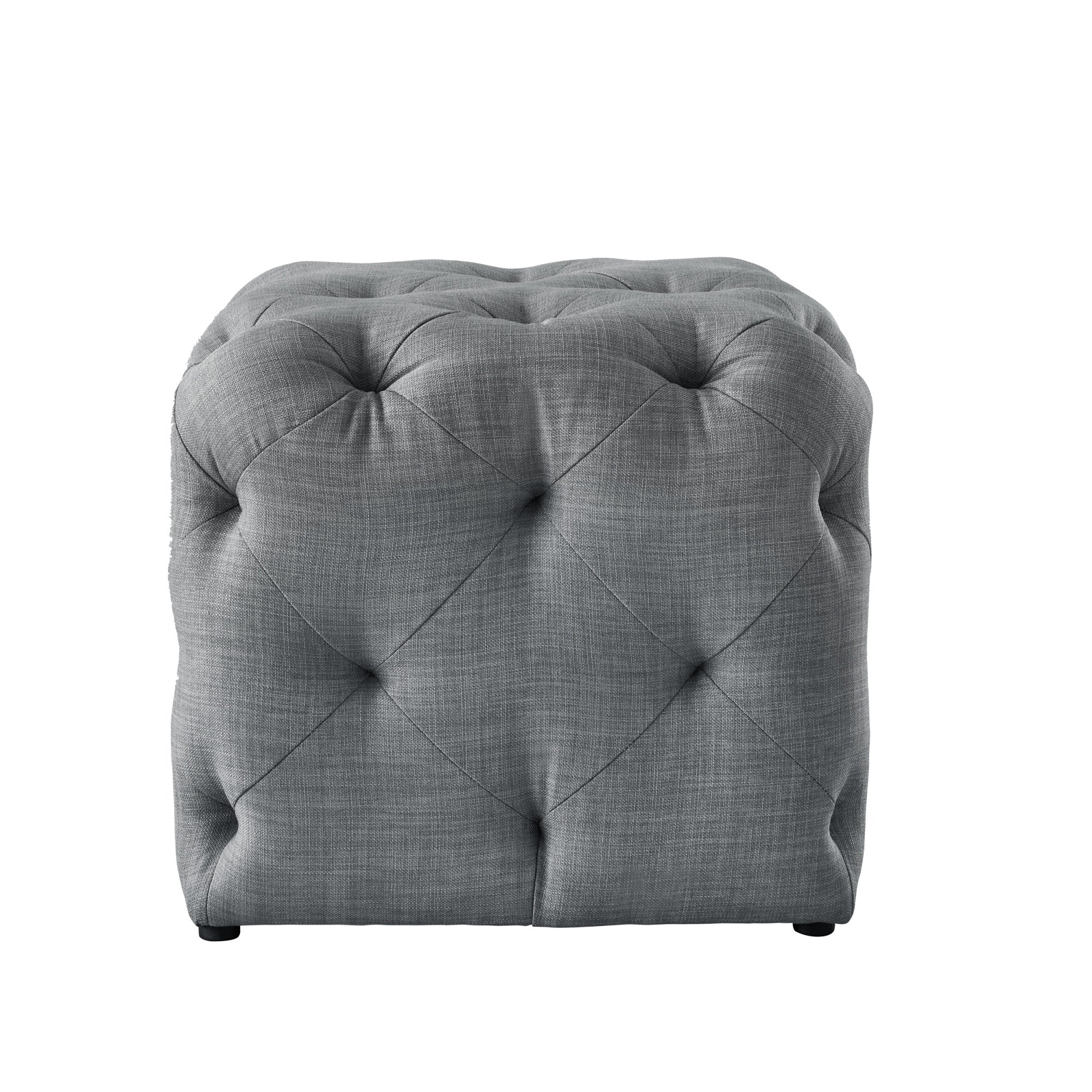 20" Light Gray Linen Cube Ottoman