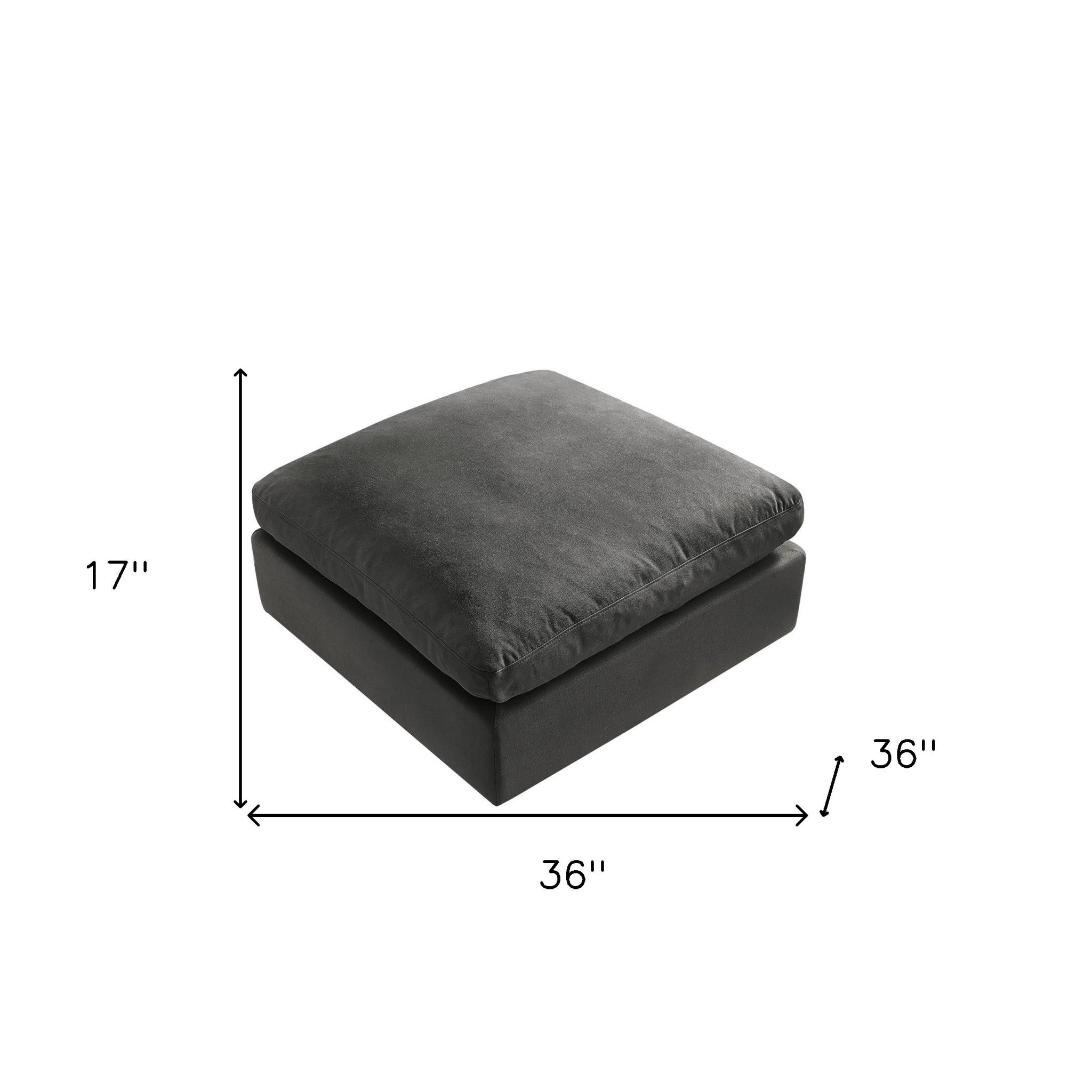 36" Charcoal 100% Linen With Black Ottoman