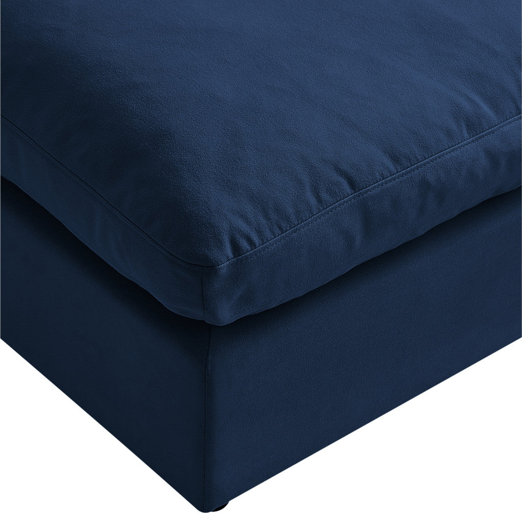36" Navy 100% Linen With Black Ottoman