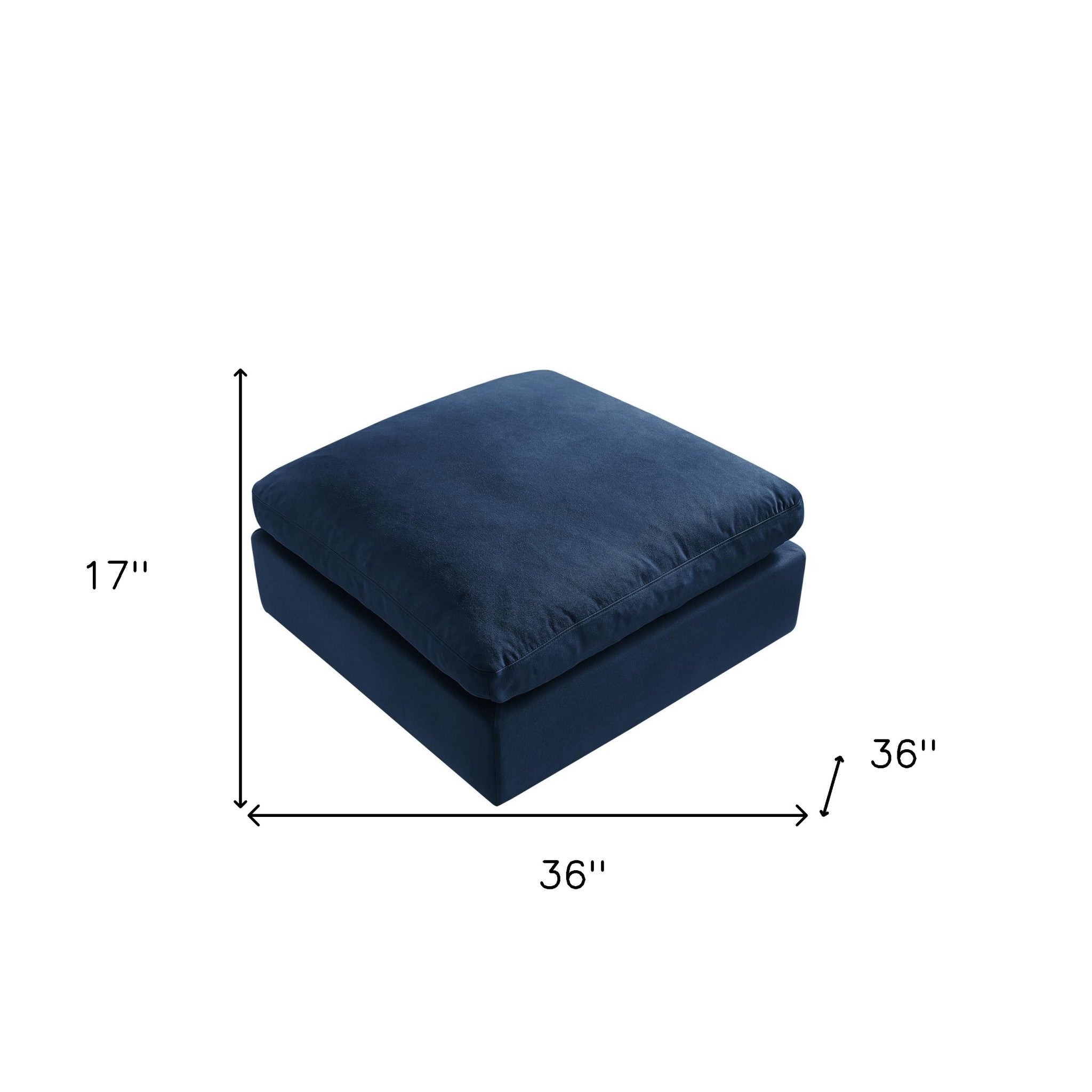 36" Navy 100% Linen With Black Ottoman