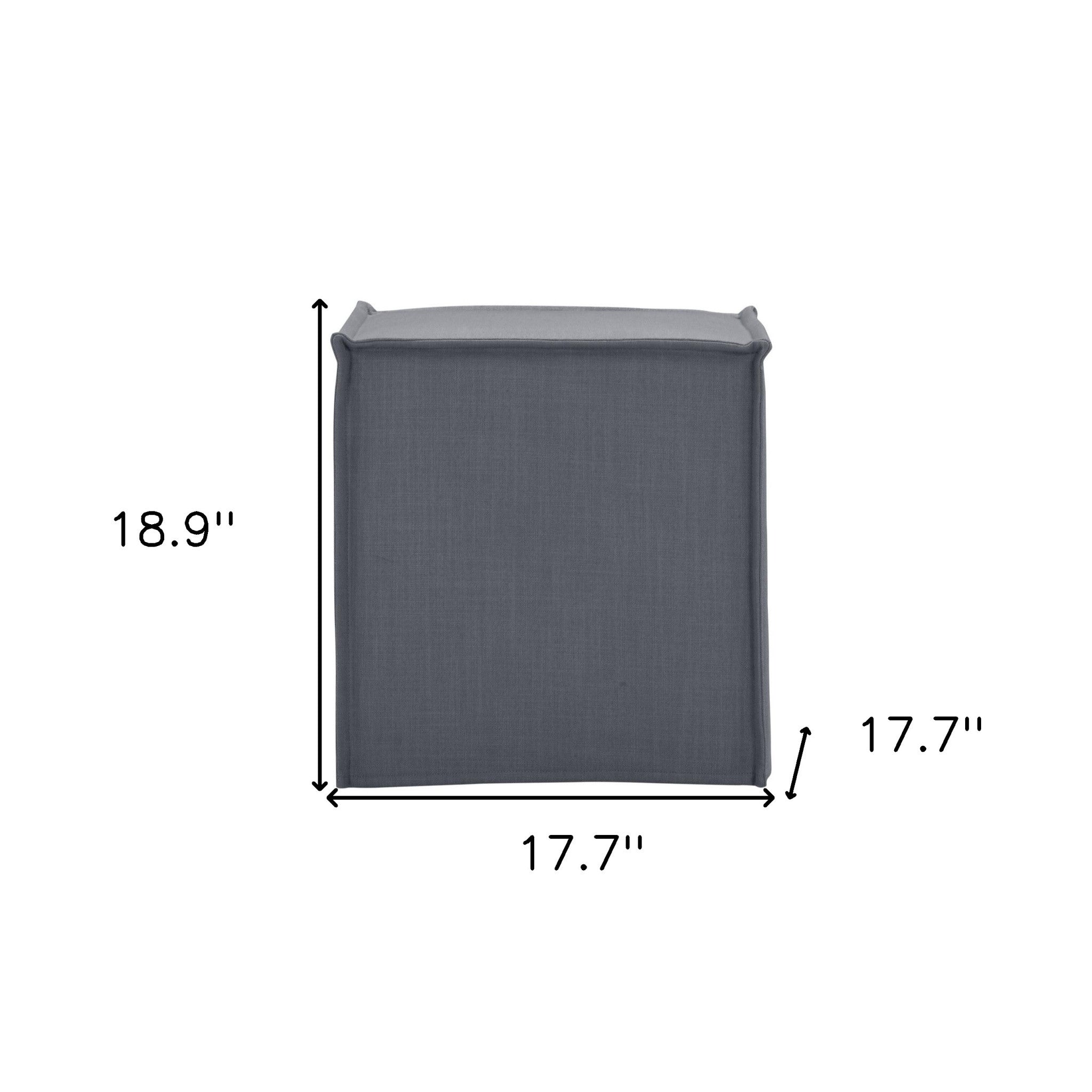 Otomana de cubo de 100% lino gris oscuro de 18"